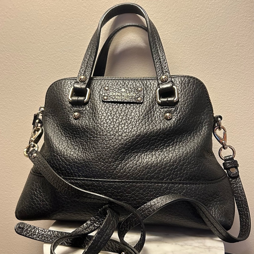 Kate Spade- Black Crocodile Handbag w/ removable adjustable straps.